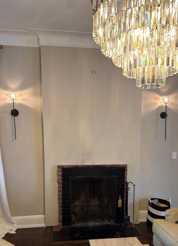 Bare Brick Fireplace Before Custom Mantel in Garden City Ny by Creatively Done Homes Improvements